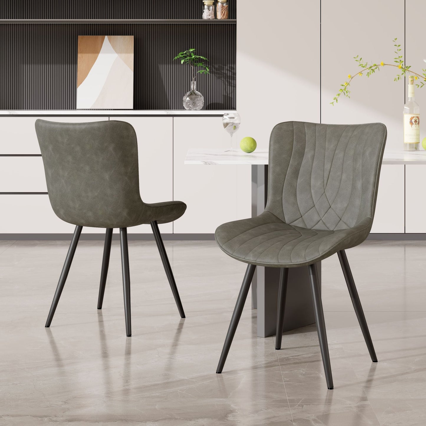 Leather Mid-Century Accent Chair, Beige (view 17)