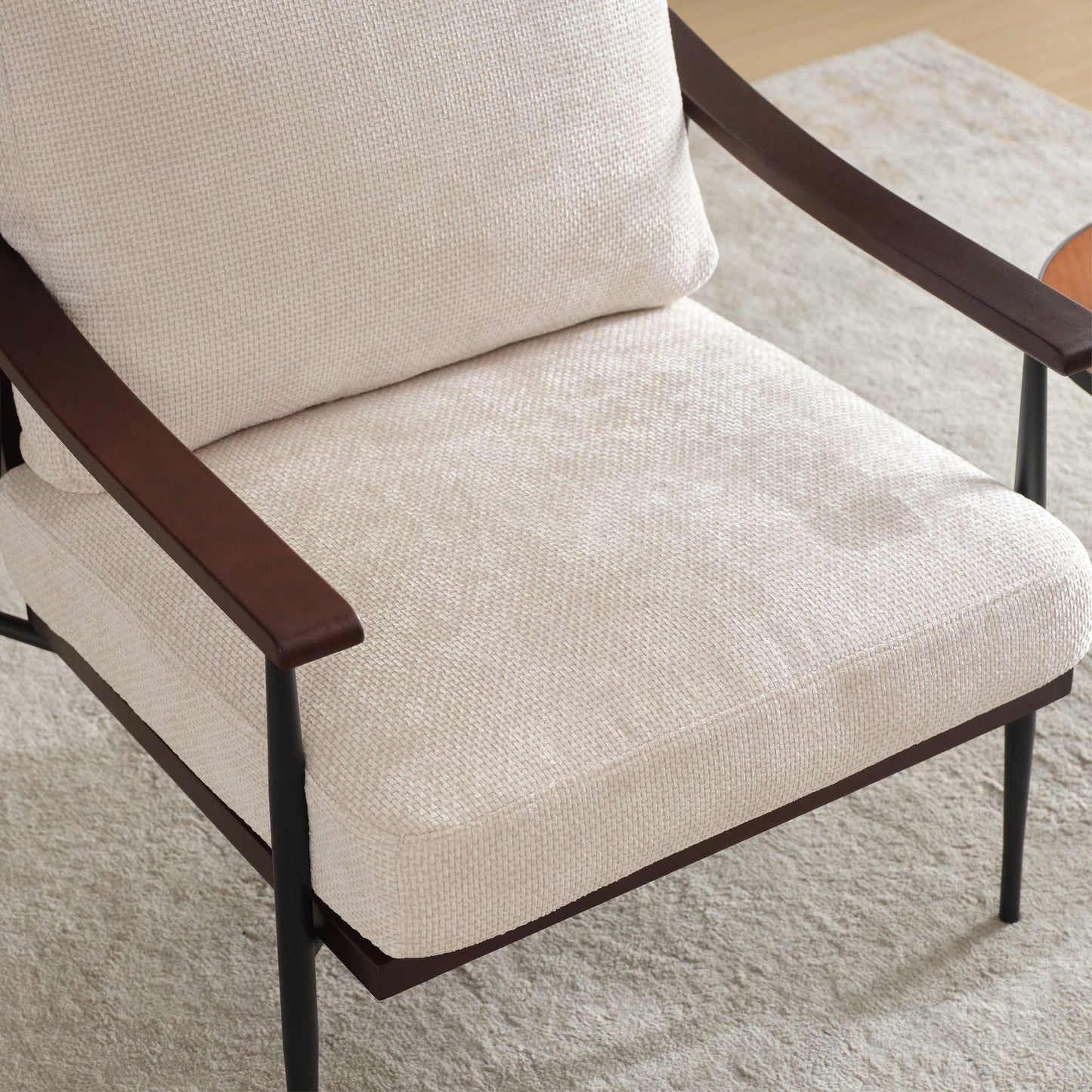Linen Mid-Century Accent Chair, White, 30" Wide (view 8)