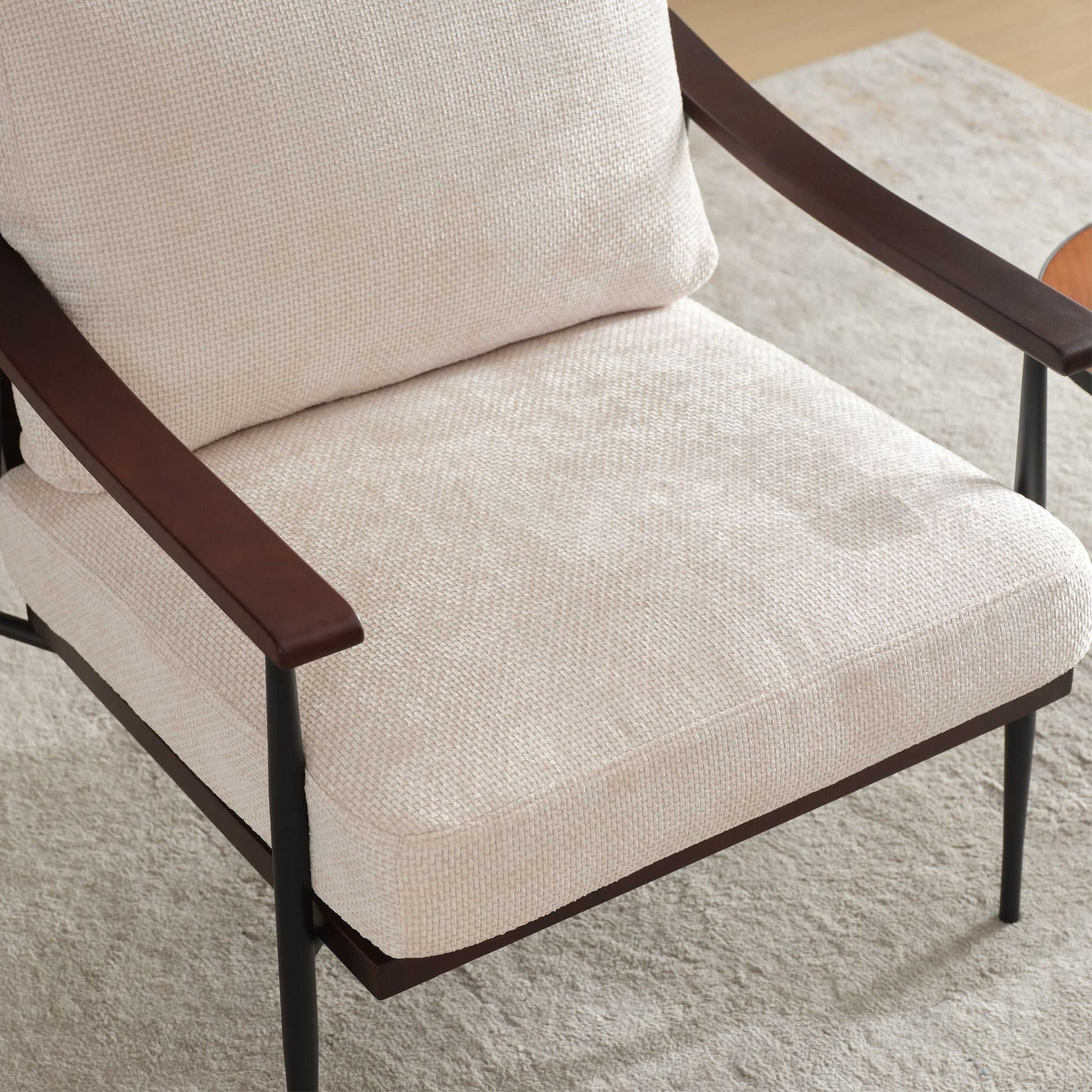 Linen Mid-Century Accent Chair, White, 30" Wide (view 8)