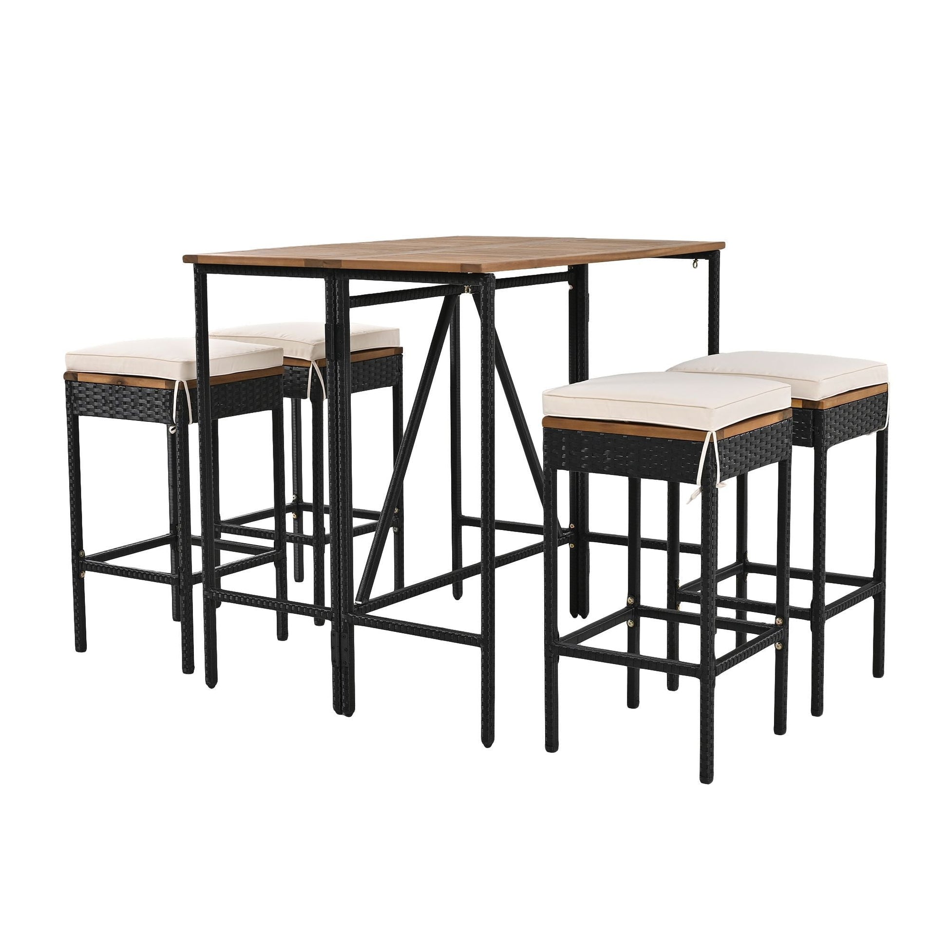Rattan Mid-Century Dining Set, Brown (Style 3) (view 10)