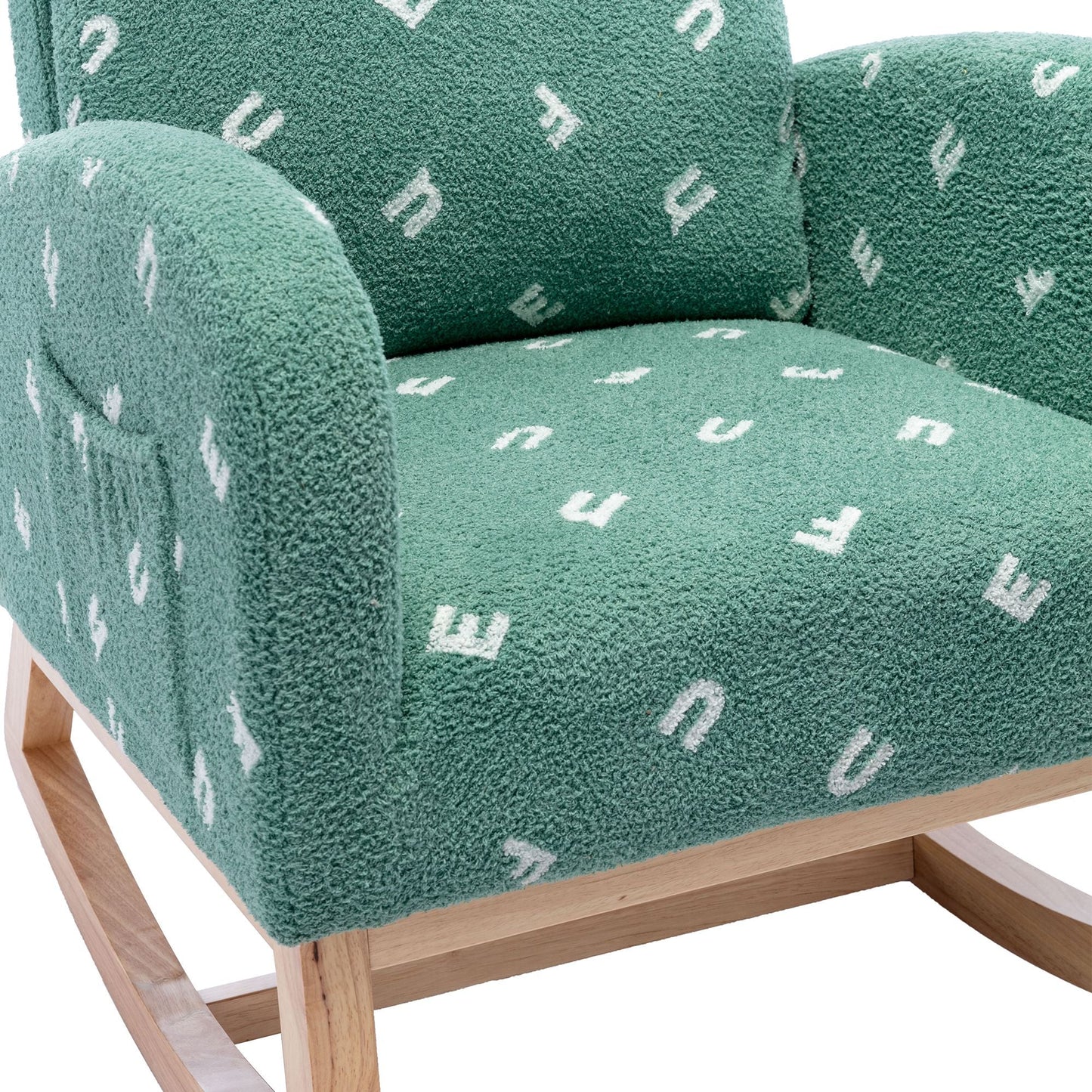 Boucle Mid-Century Rocking Chair, Green (view 12)