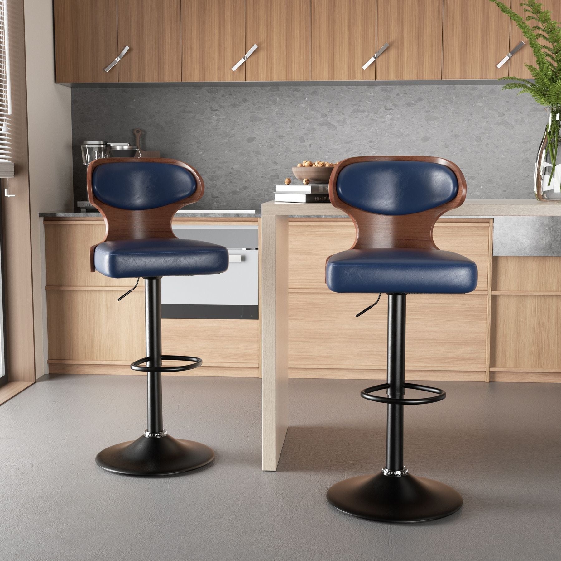 Faux Leather Swivel Bar Stools, Set of 2, 40" Tall (view 63)