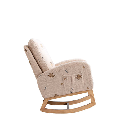 Boucle Mid-Century Rocking Chair, Beige (view 16)