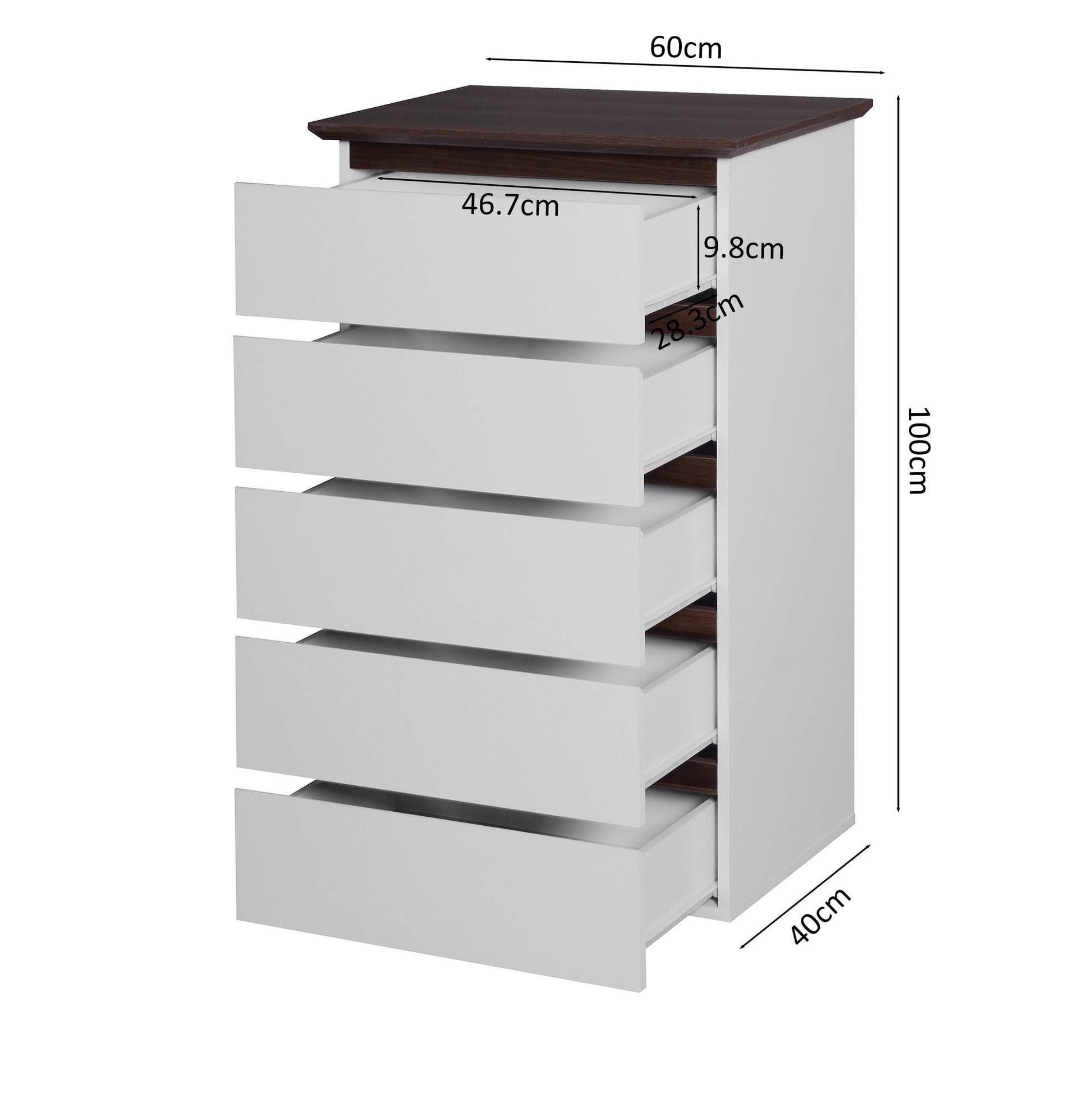 5-Drawer Mid-Century Dresser, White, 60" Wide (view 7)