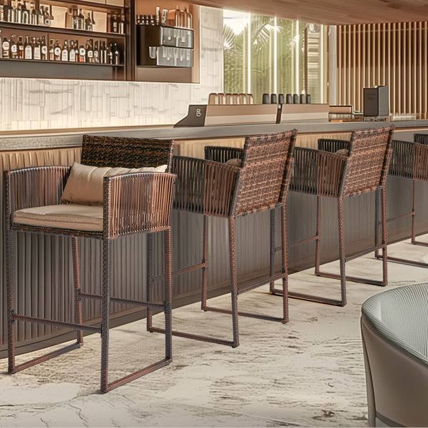 Rattan Swivel Bar Stools, Brown (view 6)