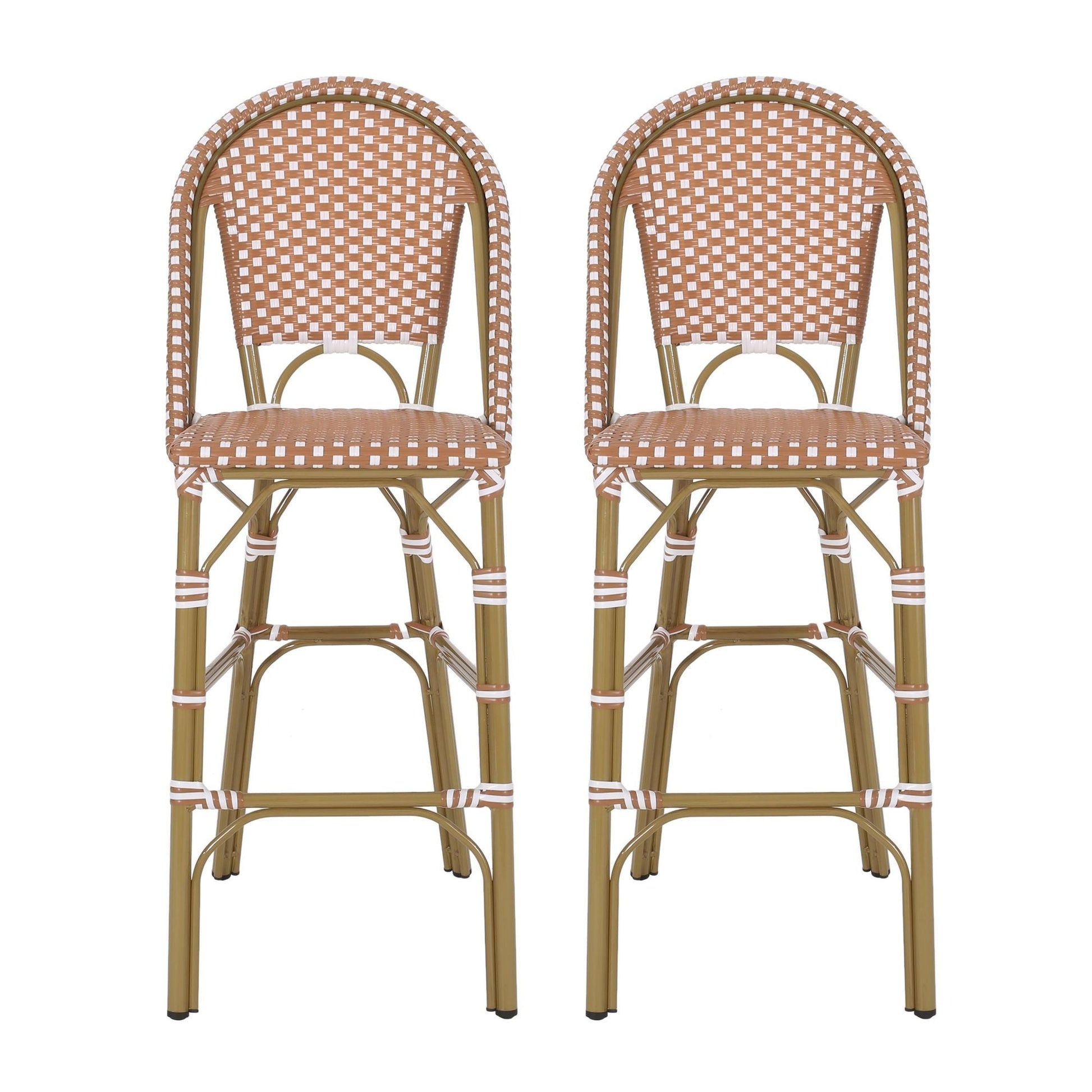 Rattan Swivel Bar Stools, White (view 2)