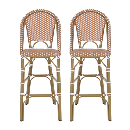 Rattan Swivel Bar Stools, White (view 2)
