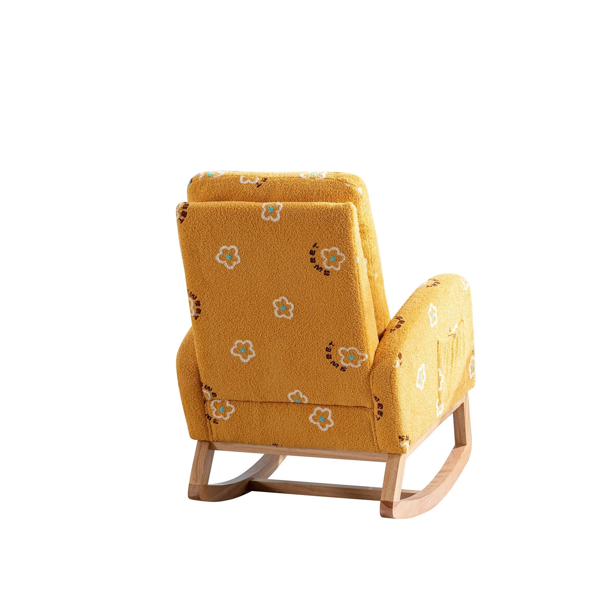 Boucle Mid-Century Rocking Chair, Mustard (view 5)