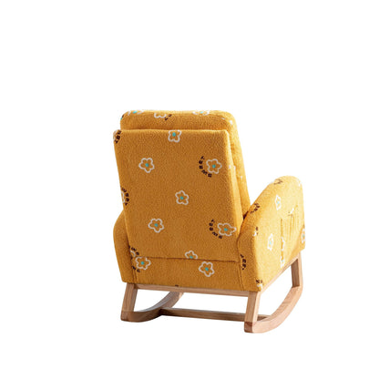Boucle Mid-Century Rocking Chair, Mustard (view 5)