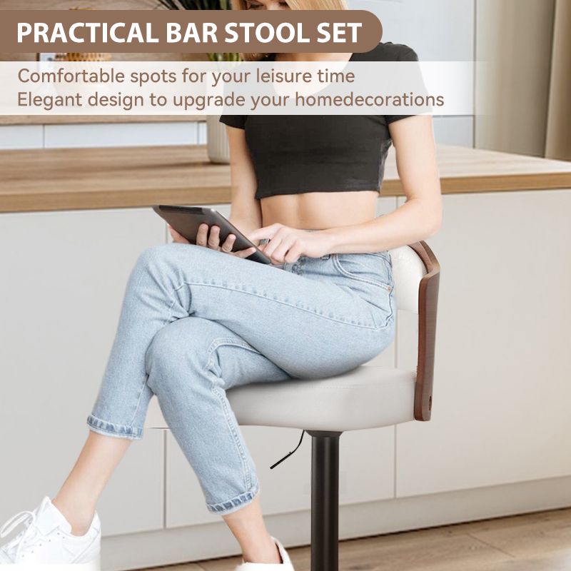 Faux Leather Swivel Bar Stools, Set of 2, 18" Wide (view 76)