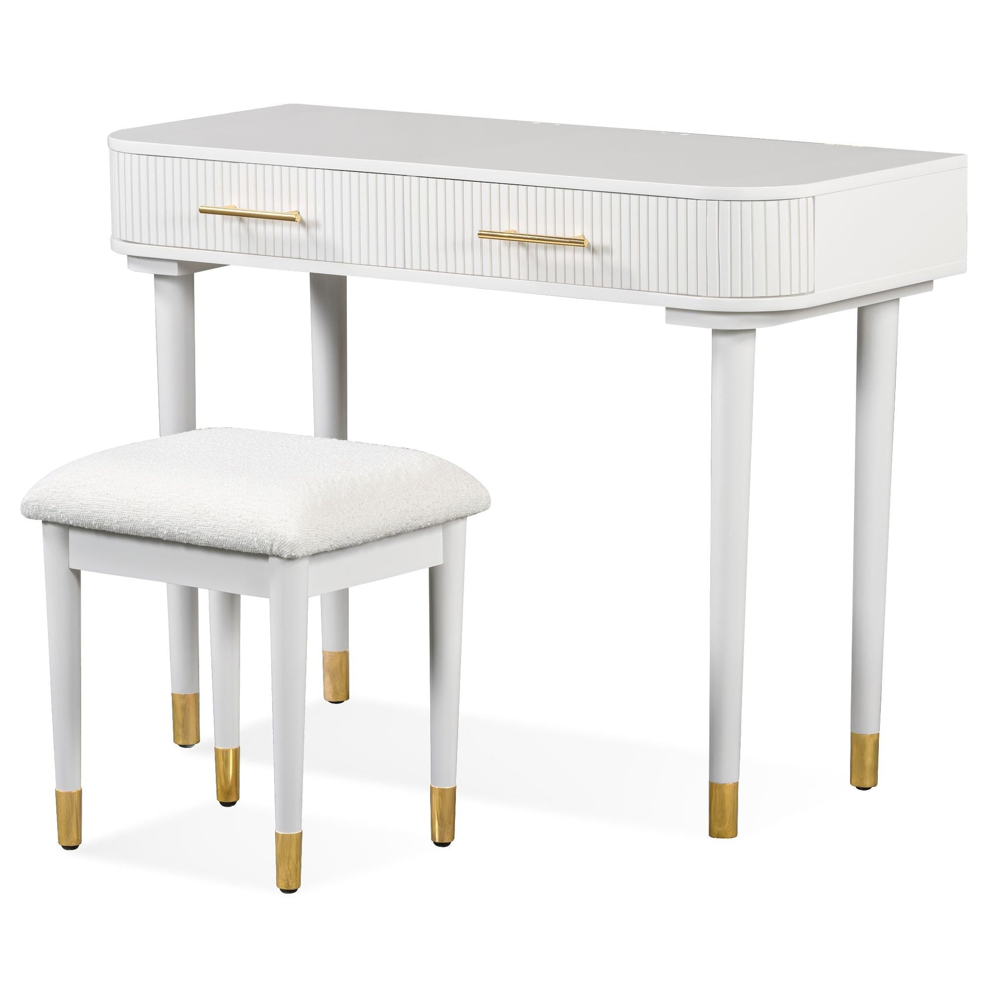 Mid-Century Vanity with LED Mirror, White, 36" Wide (view 8)