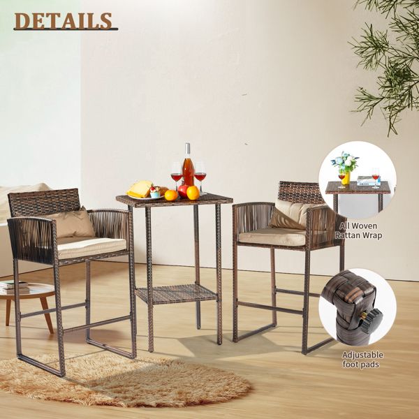 Rattan Swivel Bar Stools, Brown (view 14)