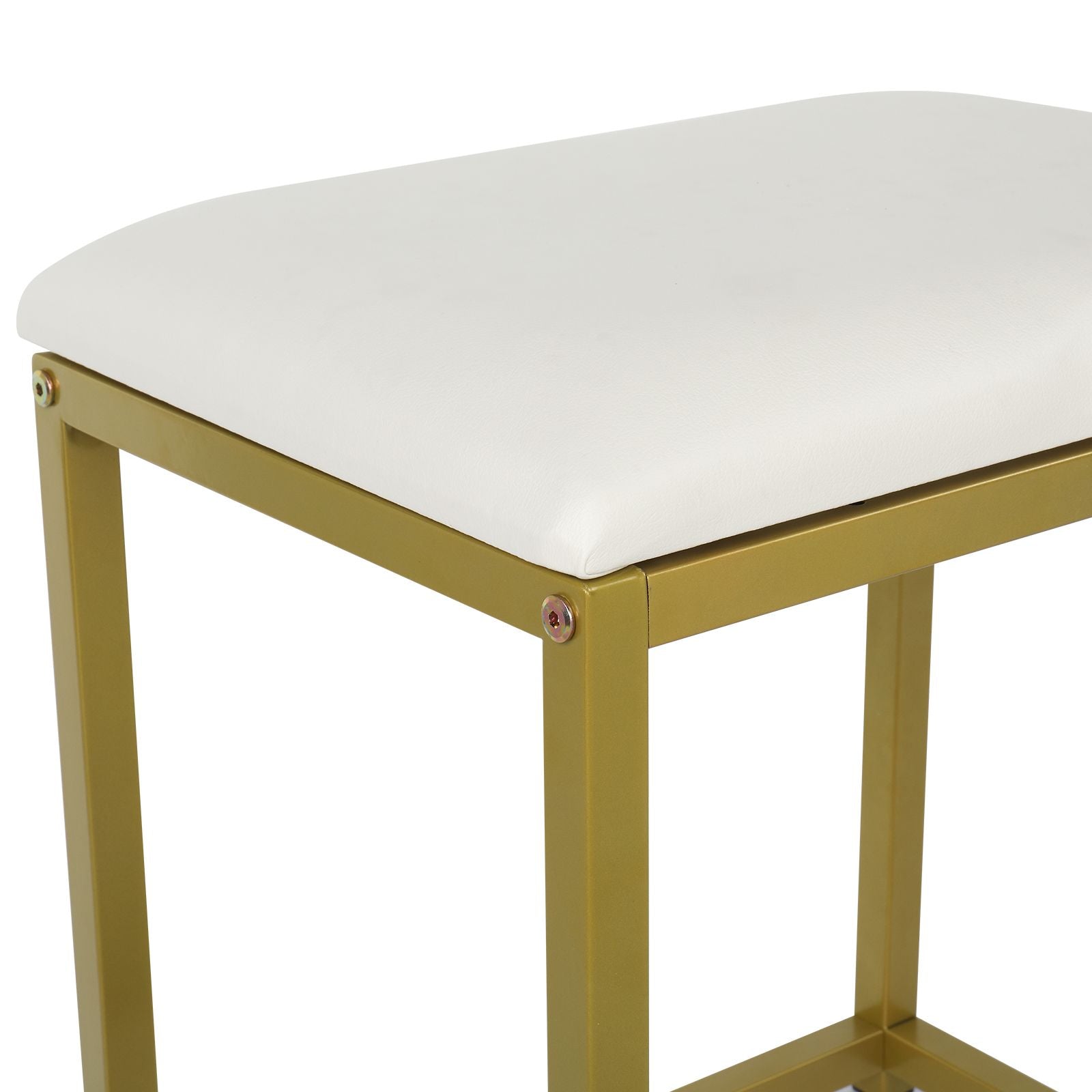 Wood & Metal Mid-Century Vanity with LED Mirror, White, 4 Drawers, 36" Wide (view 4)