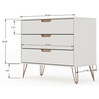 3-Drawer Mid-Century Dresser, White (Style 2) (view 3)