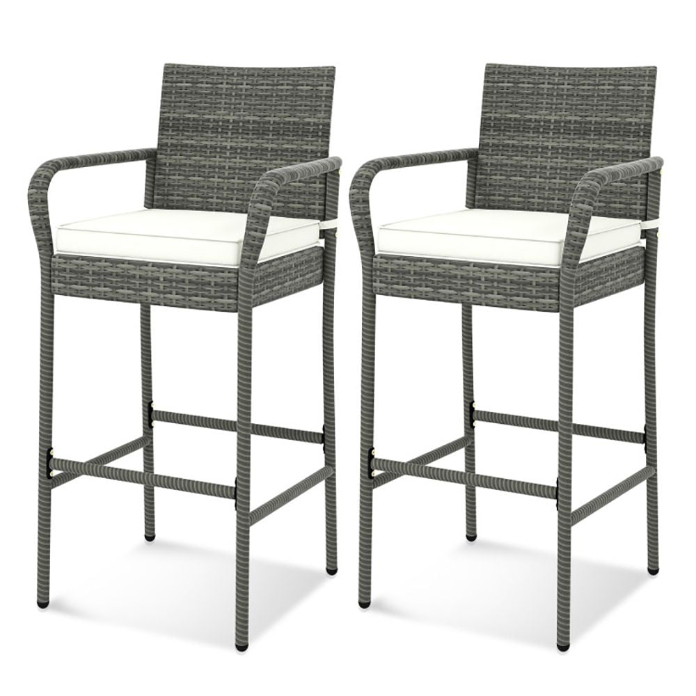 Rattan Swivel Bar Stools, Mix Gray, Set of 2, 46" Tall (view 4)