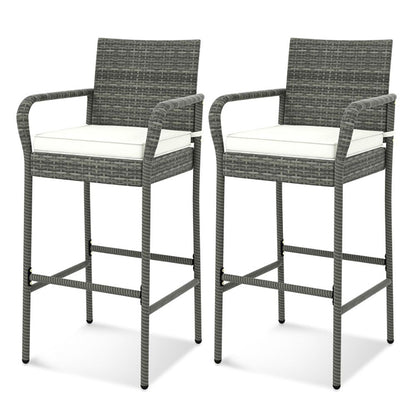Rattan Swivel Bar Stools, Mix Gray, Set of 2, 46" Tall (view 4)