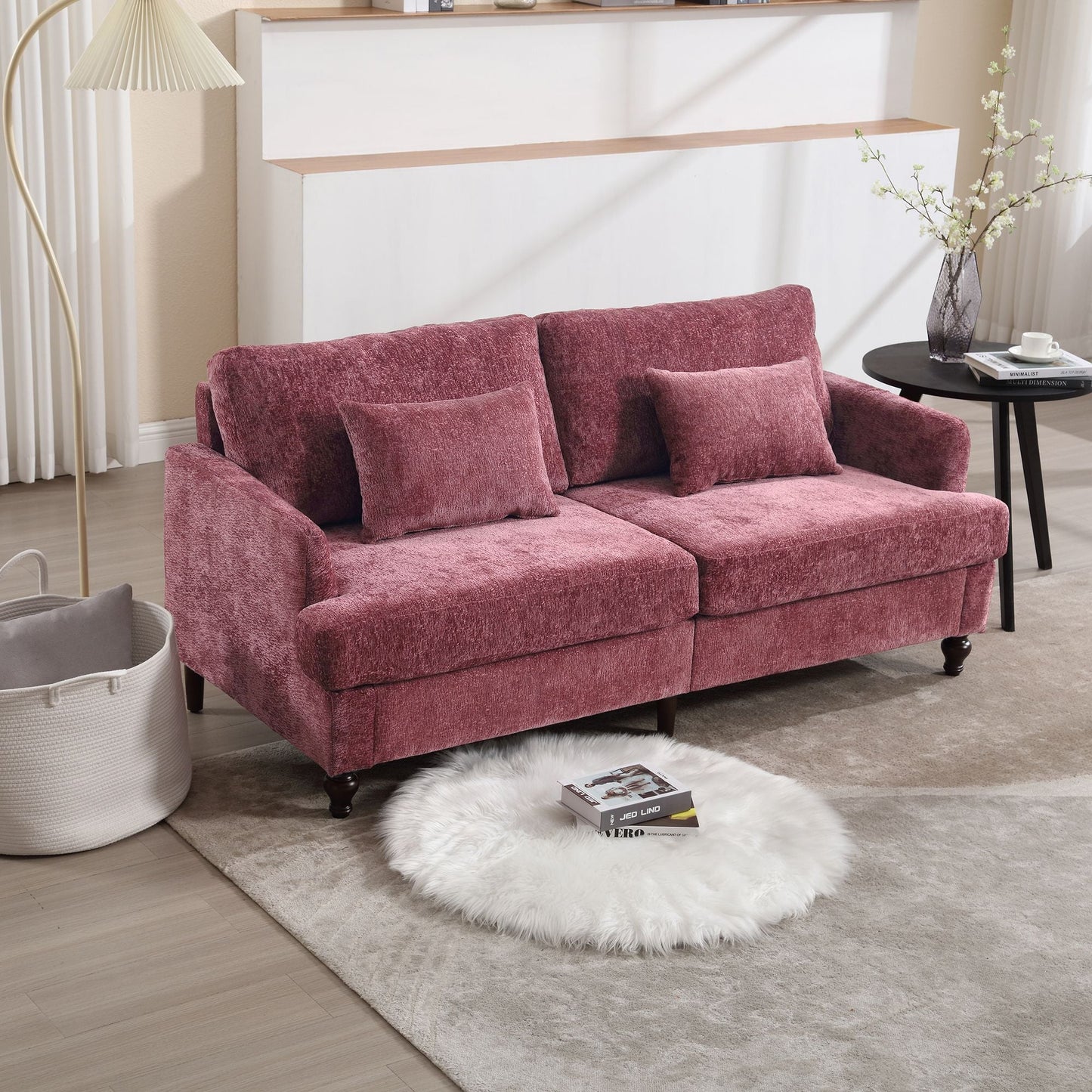 Chenille 2-Seat Mid-Century Sofa, Brown, 68.9" Wide (view 5)