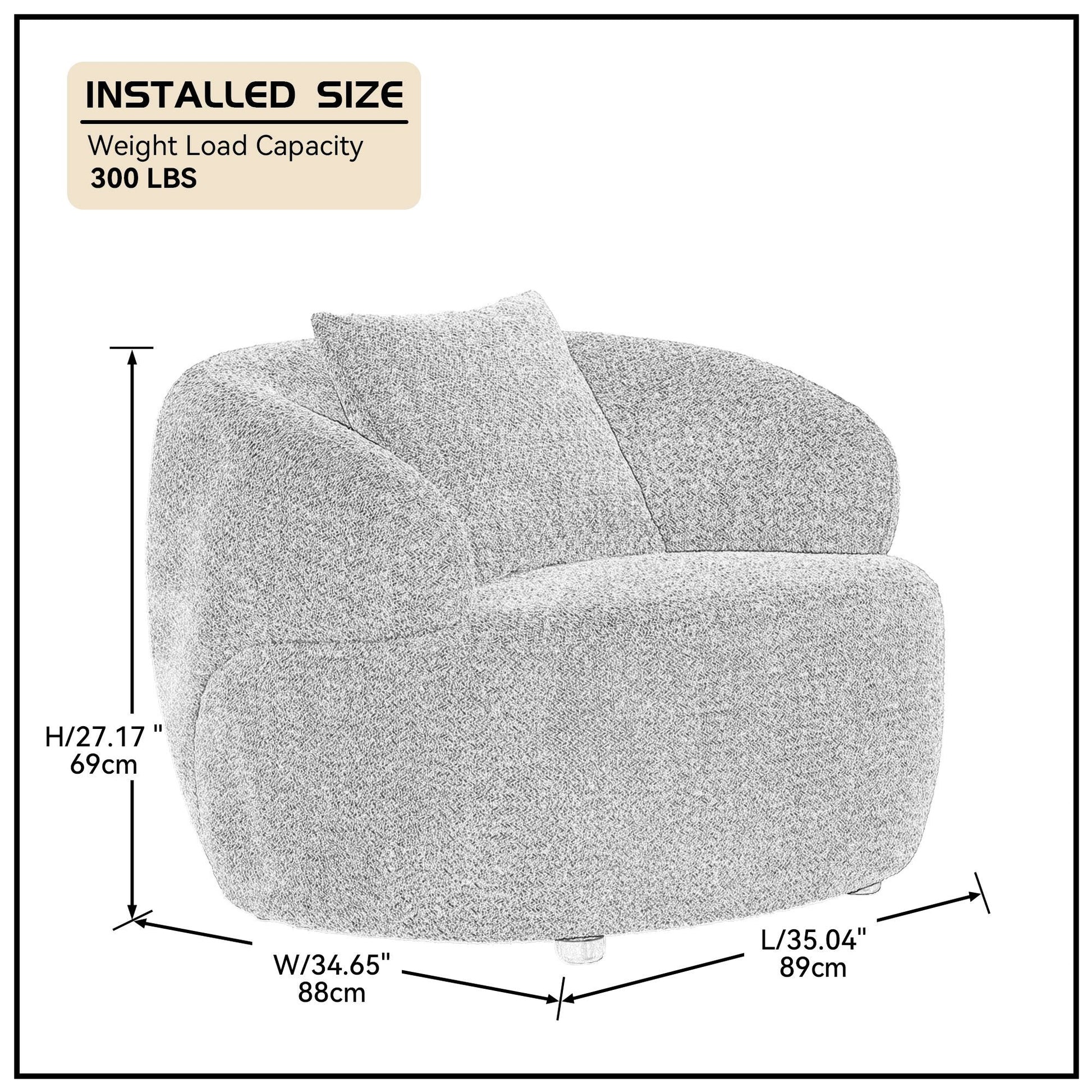 360° Swivel Boucle Sofa, 1 Seat, Mid-Century Brown (view 9)