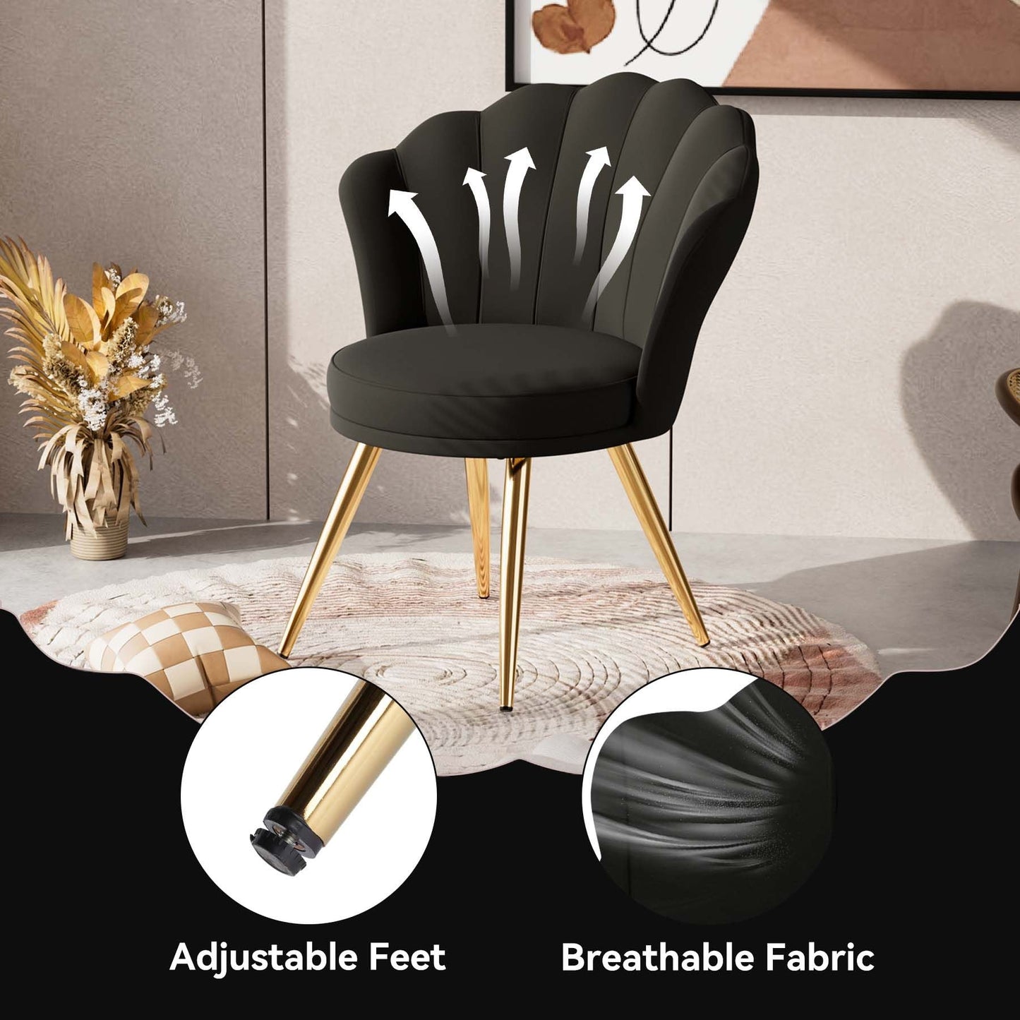 Velvet Mid-Century Accent Chair, Gold (view 4)