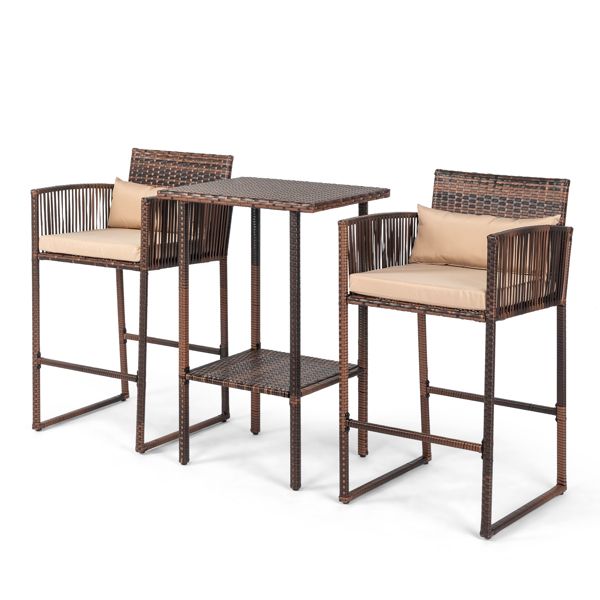 Rattan Swivel Bar Stools, Brown (view 16)
