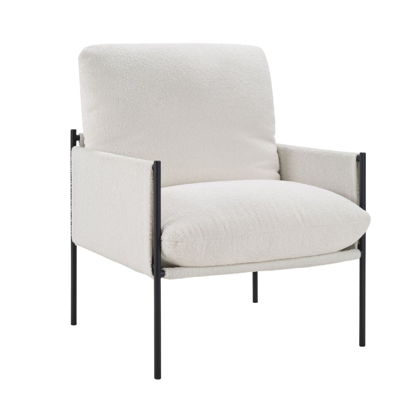 Upholstered Mid-Century Accent Chair, White (view 11)
