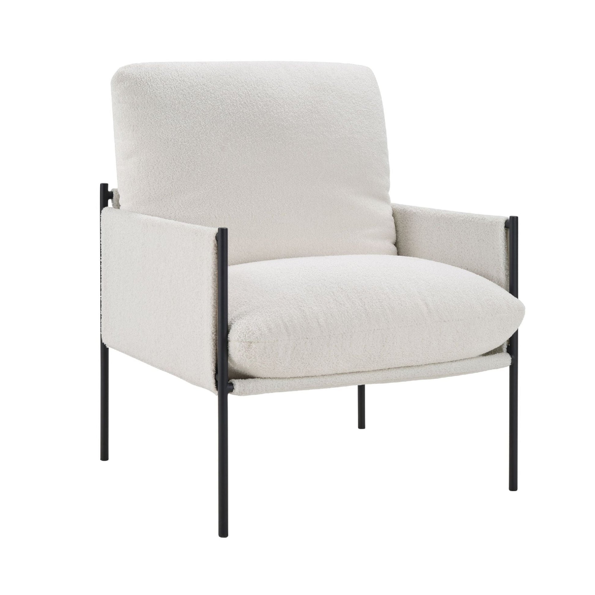 Upholstered Mid-Century Accent Chair, White (view 11)