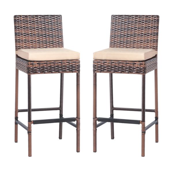 Rattan Swivel Bar Stools, Brown, Set of 2 (view 4)