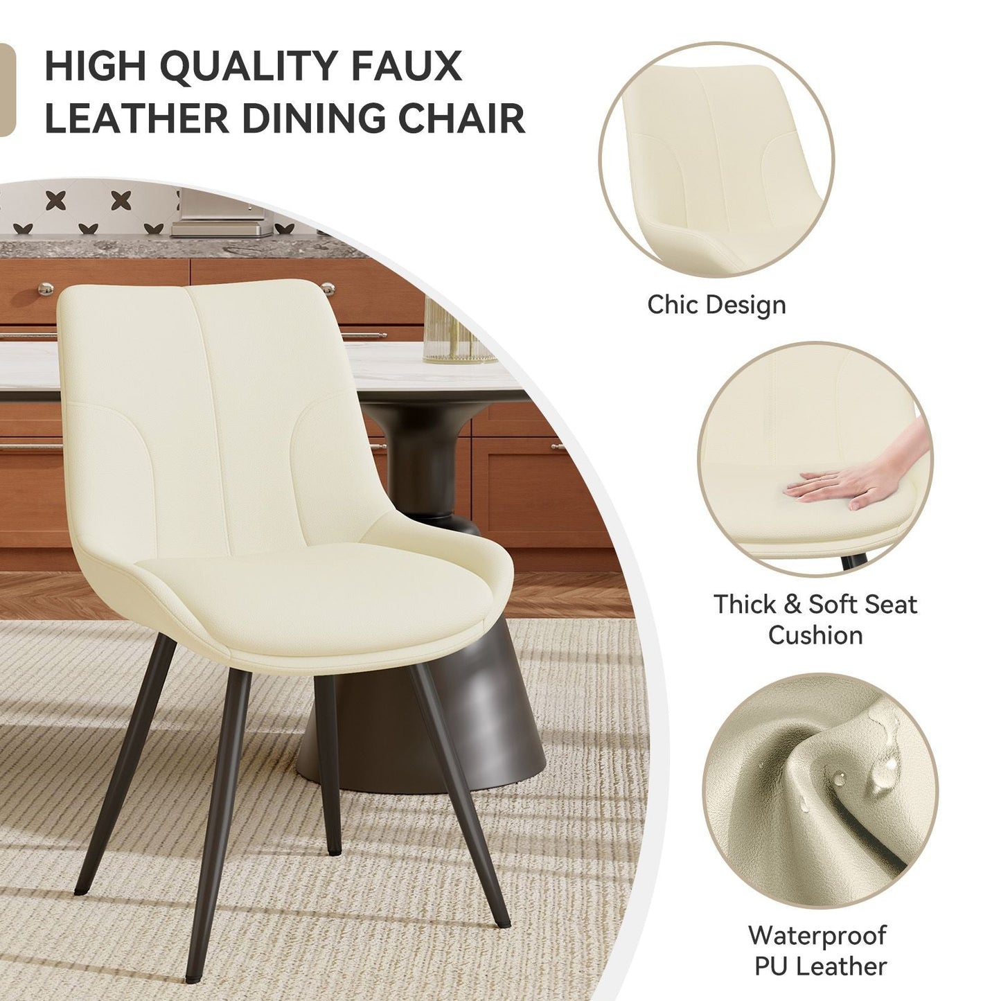 Leather Mid-Century Dining Chairs, Set of 2, 20" Wide (view 26)