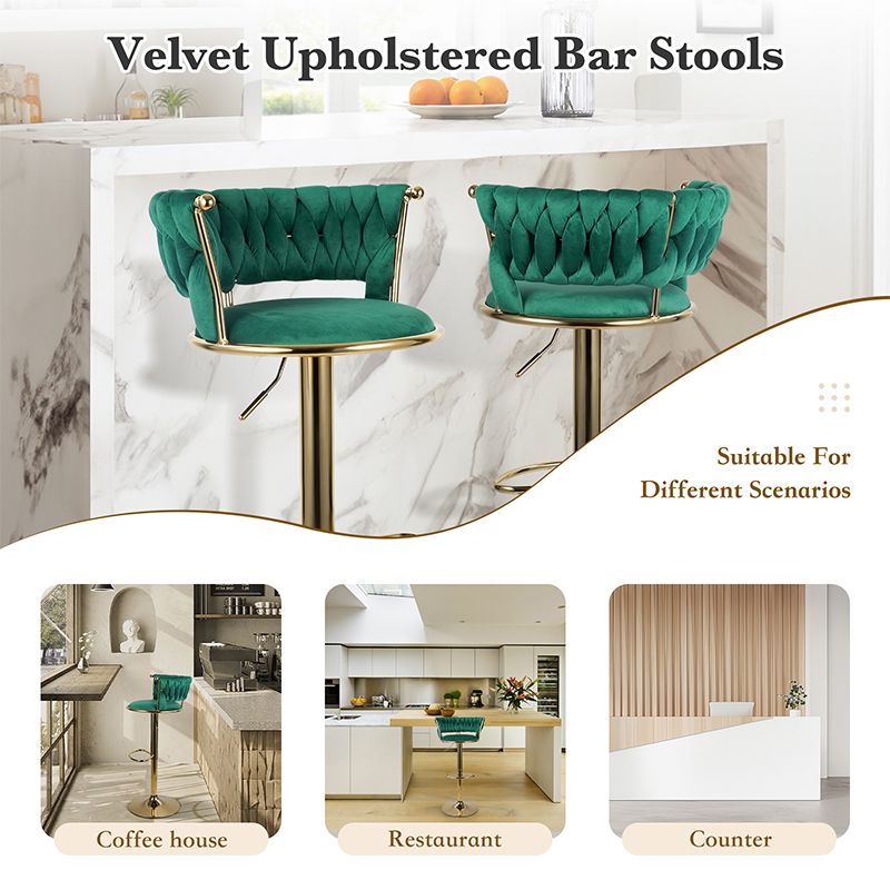 Velvet Swivel Bar Stools, Set of 2, Gold (view 49)