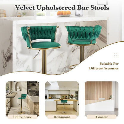 Velvet Swivel Bar Stools, Set of 2, Gold (view 49)