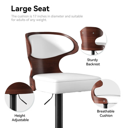 Faux Leather Swivel Bar Stools, Set of 2, Bentwood (view 90)