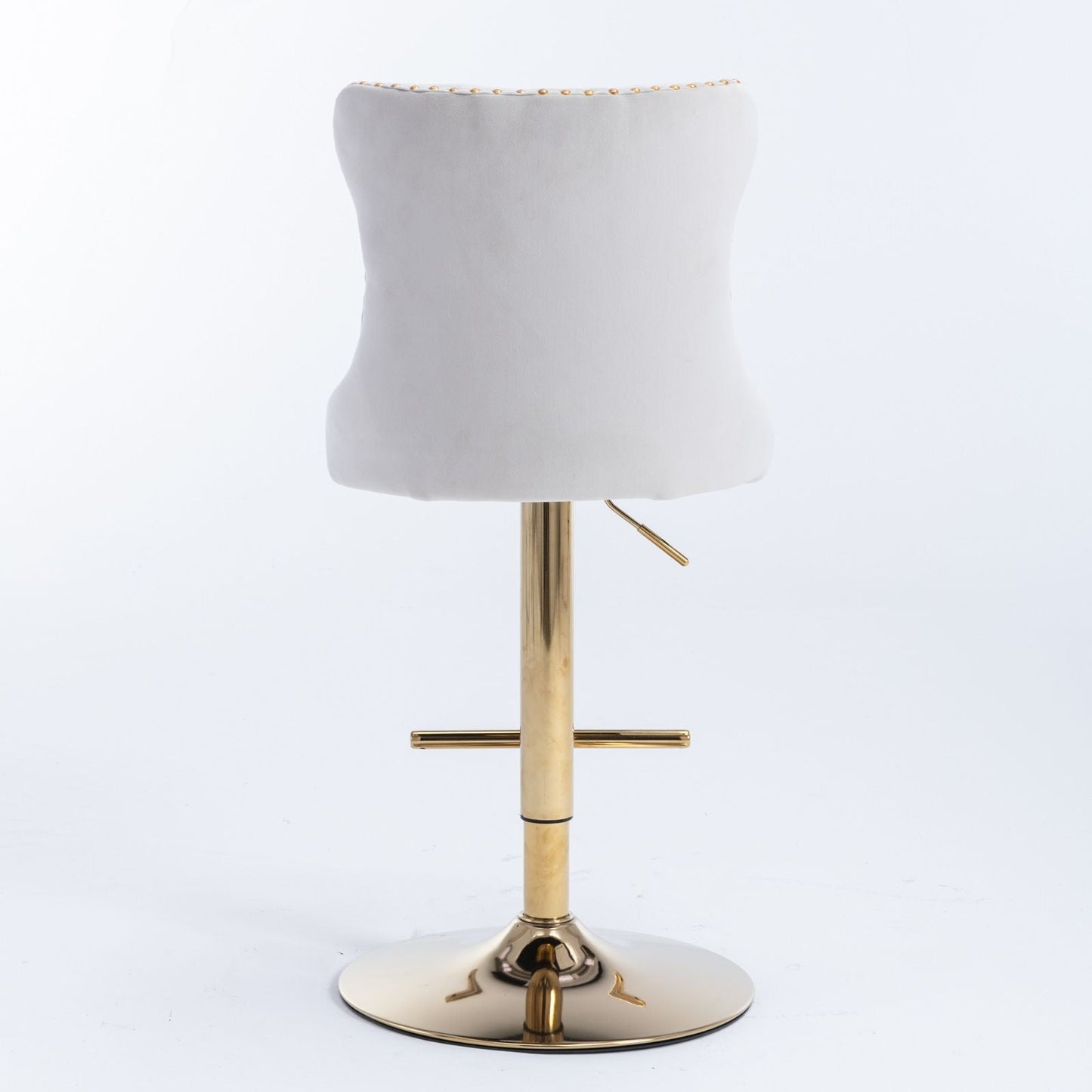 Gold Velvet Swivel Bar Stools, Tufted, Adjustable (view 10)