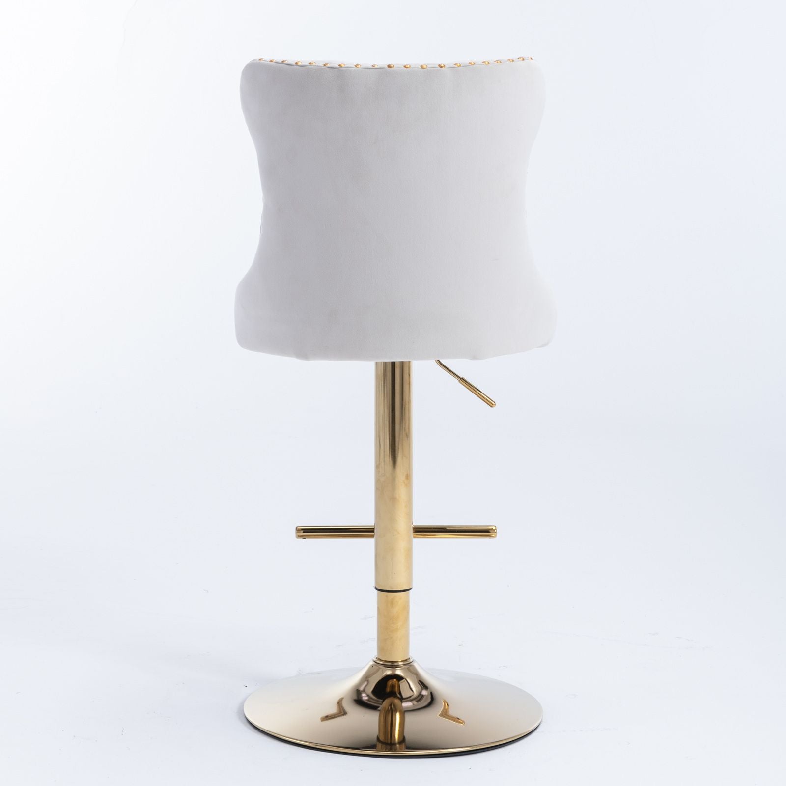 Gold Velvet Swivel Bar Stools, Tufted, Adjustable (view 10)