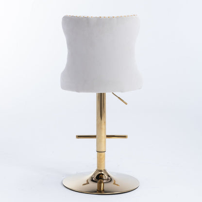 Gold Velvet Swivel Bar Stools, Tufted, Adjustable (view 10)