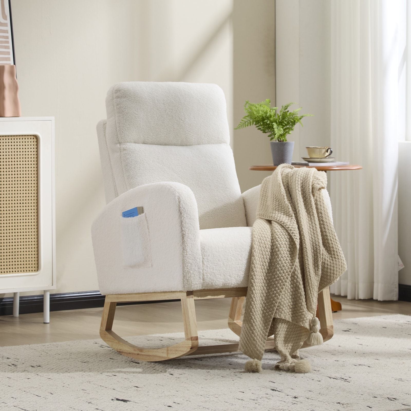 Teddy Mid-Century Rocking Chair, White