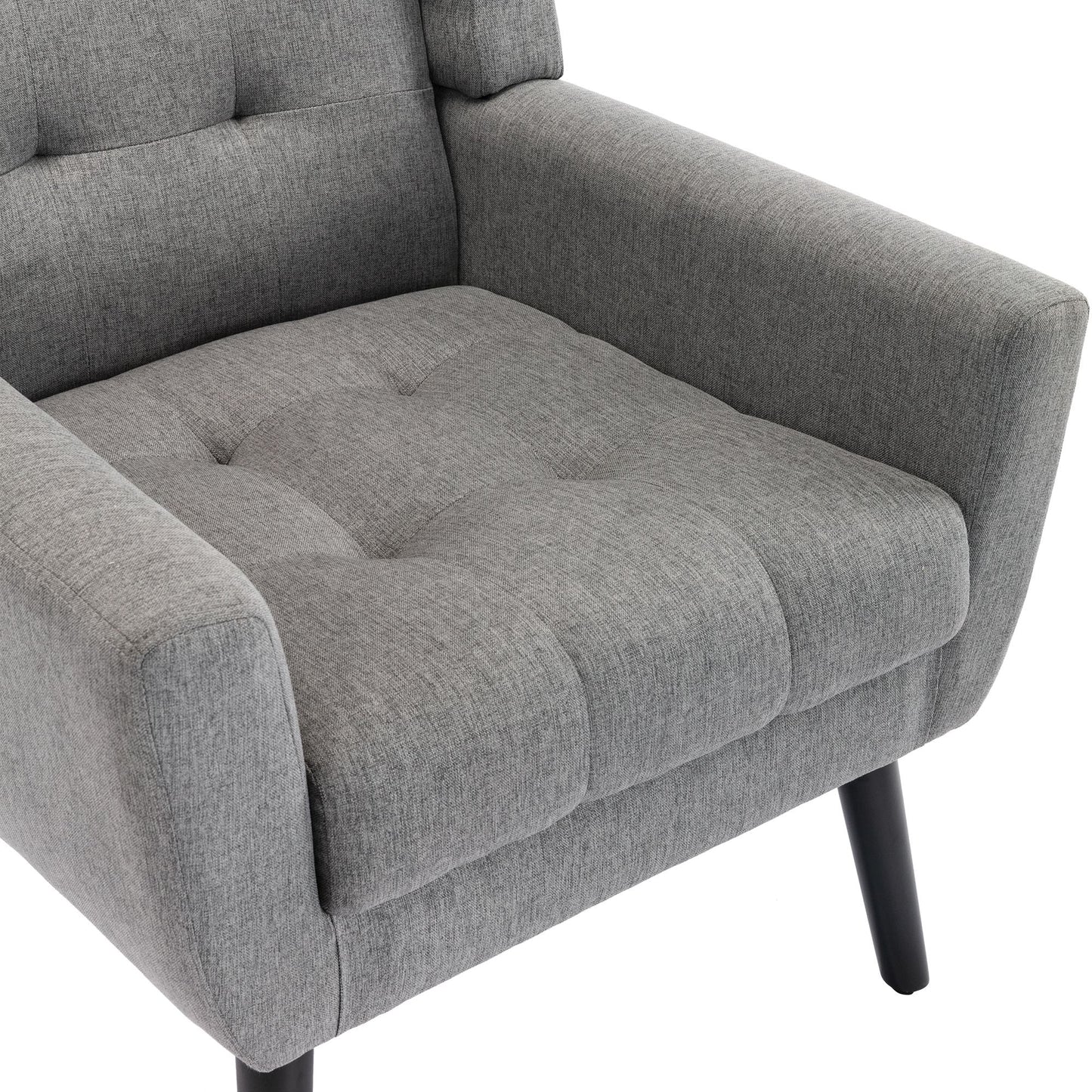 Linen Mid-Century Accent Chair, Light Gray (view 4)