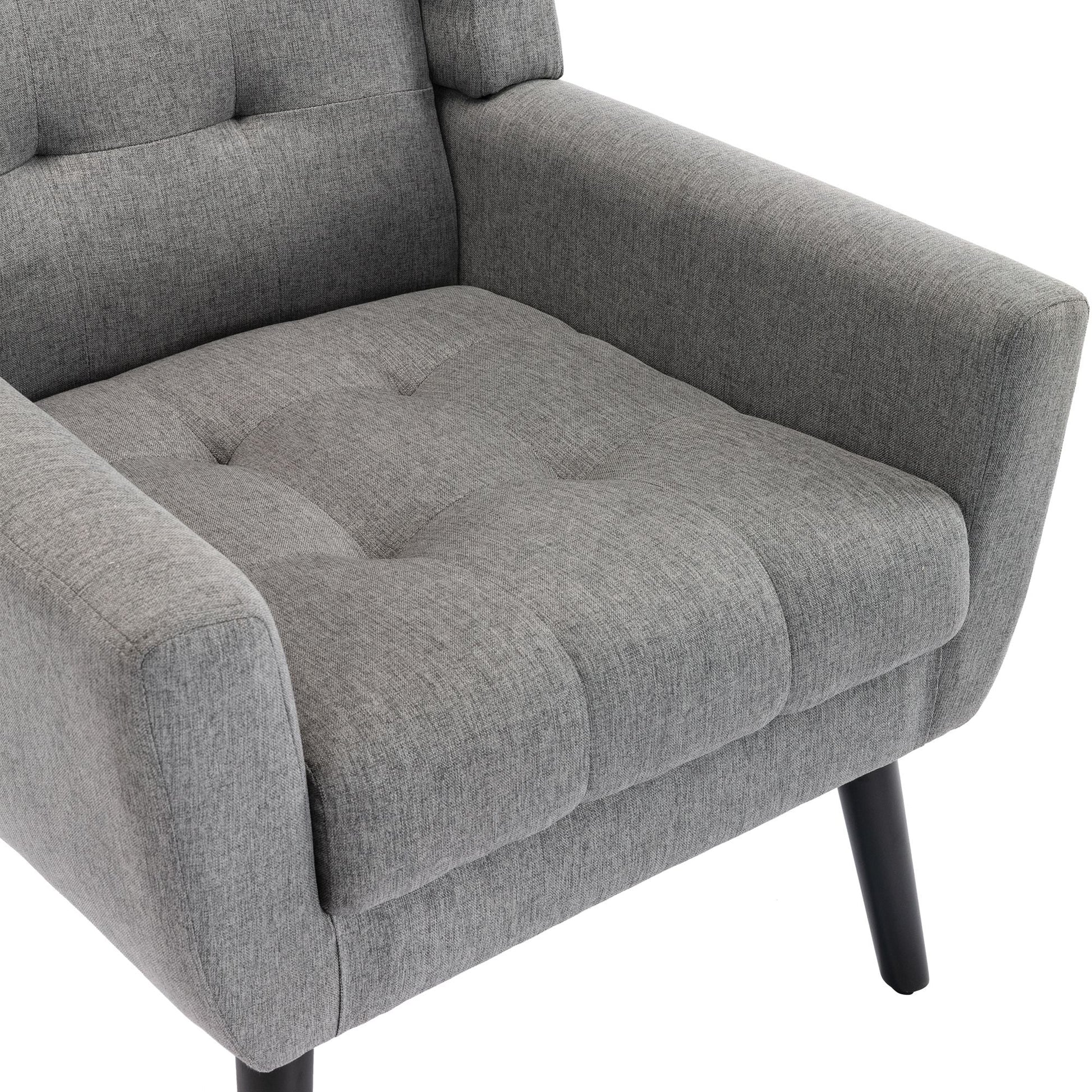 Linen Mid-Century Accent Chair, Light Gray (view 4)