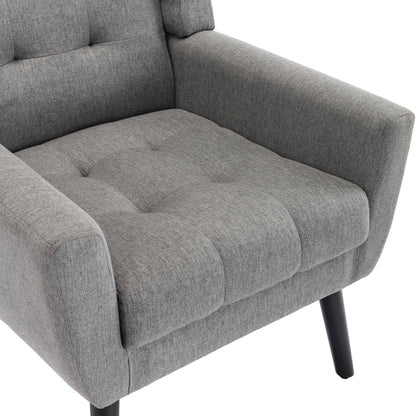 Linen Mid-Century Accent Chair, Light Gray (view 4)