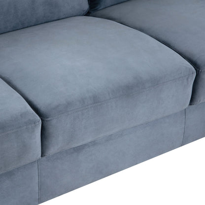 Solid Wood Mid-Century Sectional Sofa, Gray, 102" Wide (view 13)