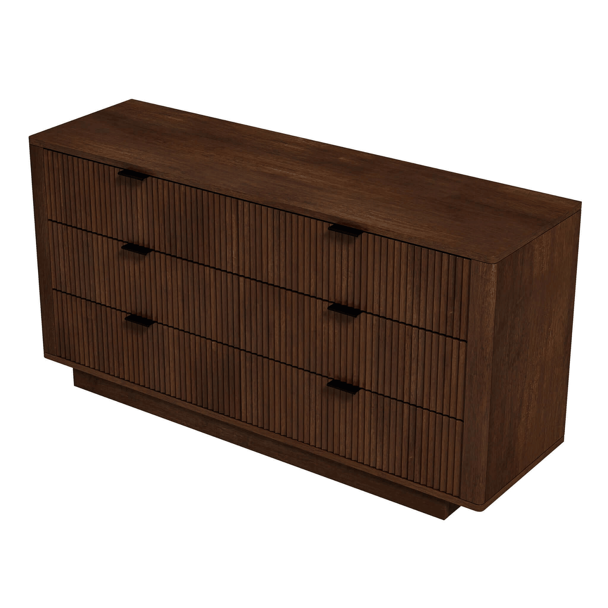 Lola Walnut Dresser – 6 Drawers, Mid-Century Look