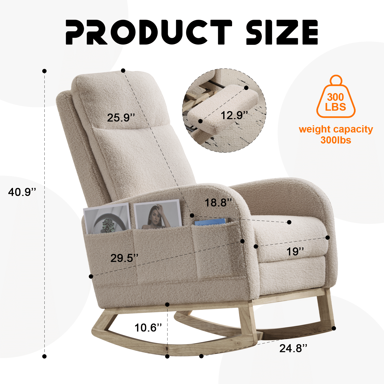 Wood Mid-Century Rocking Chair, White (view 11)