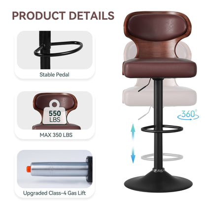 Faux Leather Swivel Bar Stools, Set of 2, Bentwood (view 32)