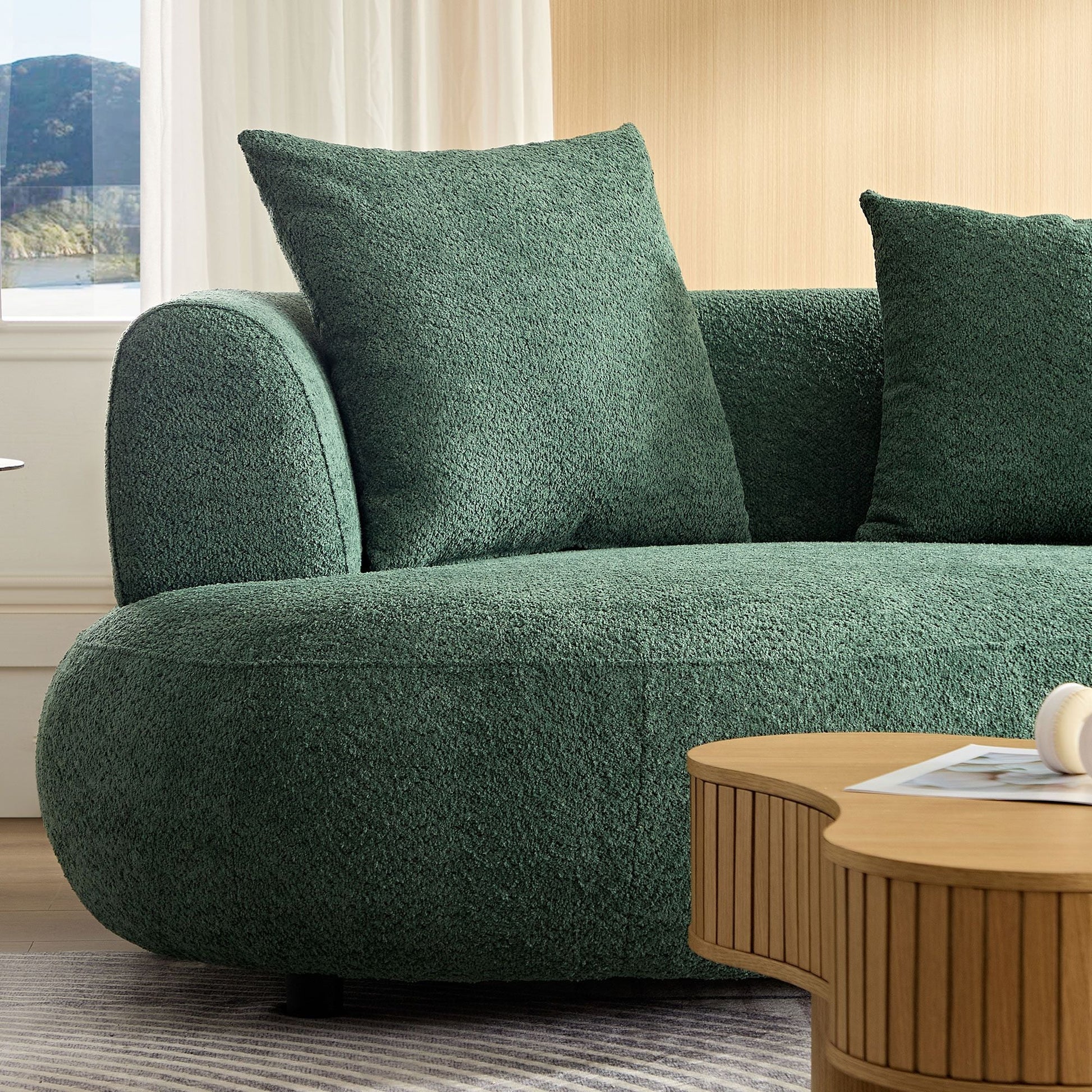 Upholstered Mid-Century Sectional Sofa, Cream (view 7)