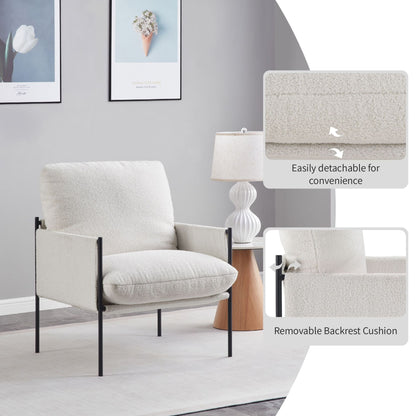 Upholstered Mid-Century Accent Chair, White (view 8)