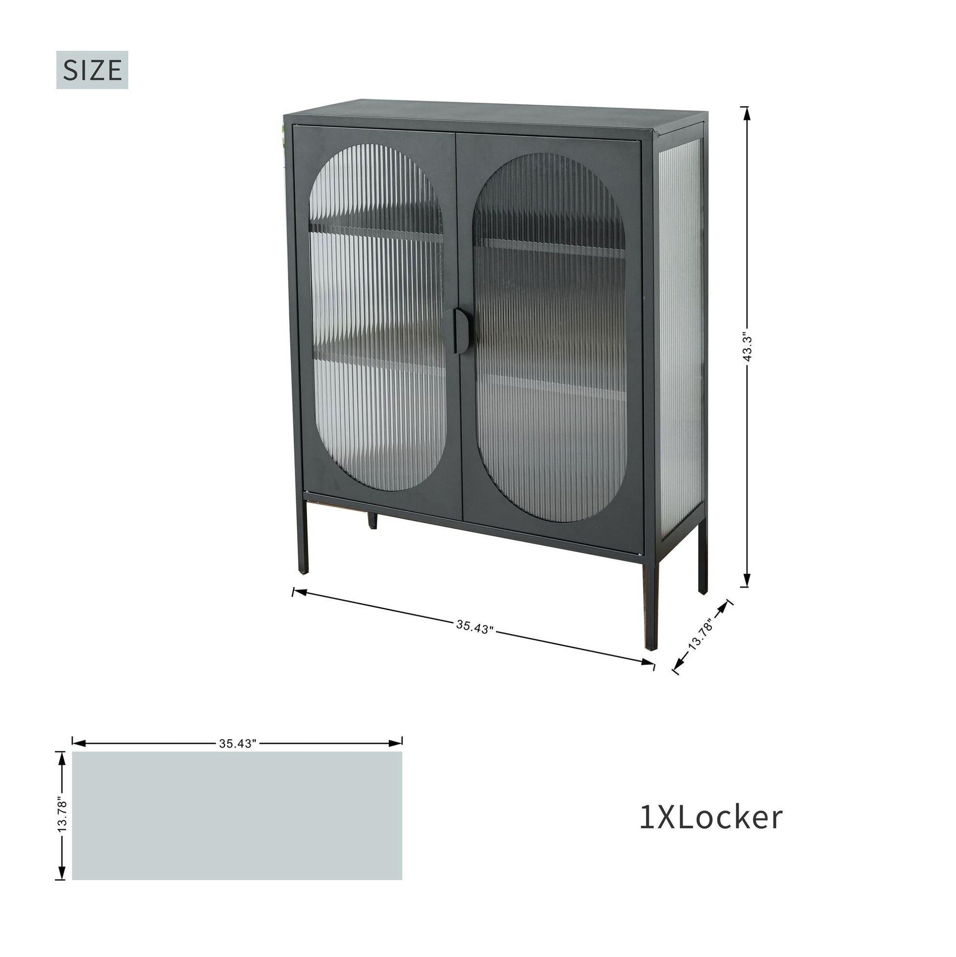 Chic Metal & Ribbed Glass Storage Cabinet with Arched Doors (view 6)
