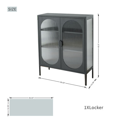 Chic Metal & Ribbed Glass Storage Cabinet with Arched Doors (view 6)