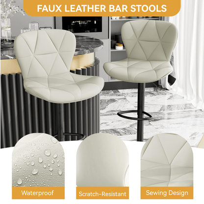 Faux Leather Swivel Bar Stools, Set of 2, Adjustable Height (view 31)