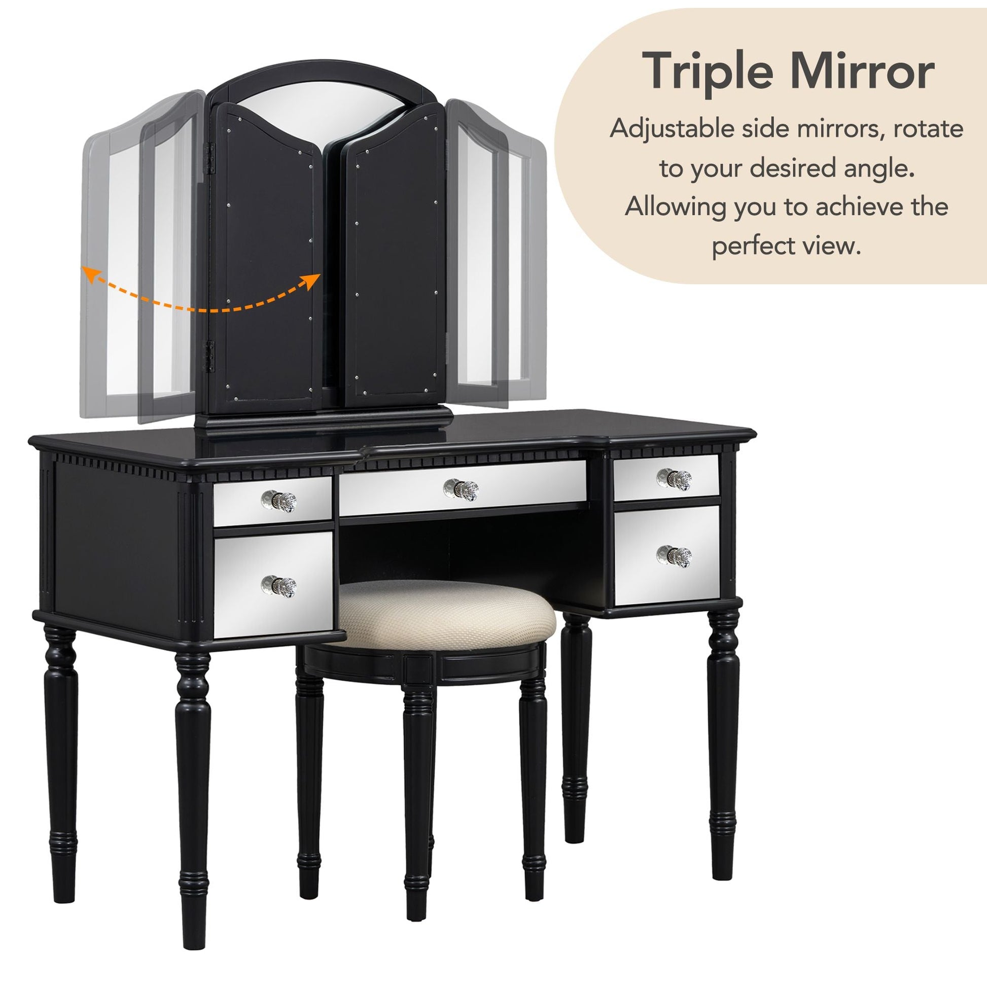 Mid-Century Vanity, Black, 30" Tall (view 7)