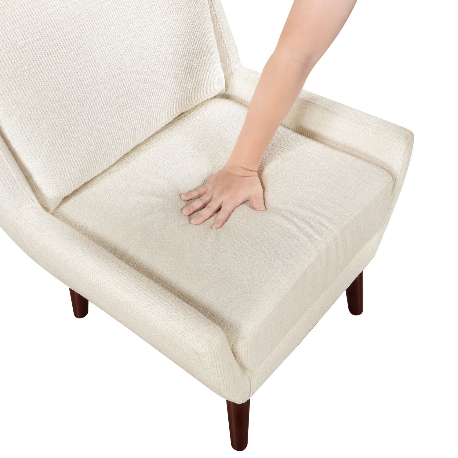 Chenille Mid-Century Accent Chair, Beige, 31" Tall (view 6)