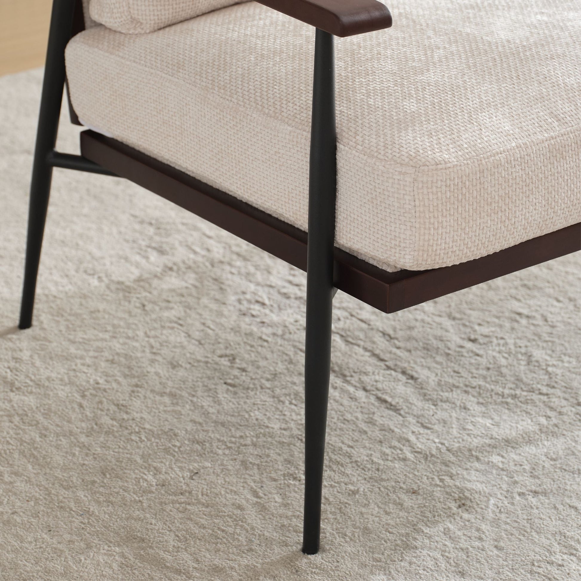 Linen Mid-Century Accent Chair, White, 30" Wide (view 9)